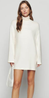 Reformation Aspen Knit Long Sleeve Turtleneck Sweater Dress Cream Photo 0