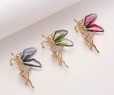 Cute New B.J. Golden Crystal Fairy Angel With Sparkly Acrylic Wings Pin Brooch Photo 0