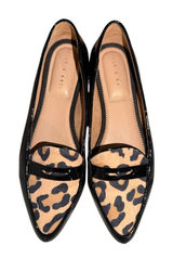 Kelly & Katie Aliva Black Patent Leopard Print Pointed Toe Flats Shoes 8M Photo 0