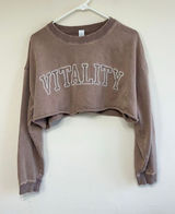 Vitality Brown Acid Wash Crop Sweater Small Women Photo 0