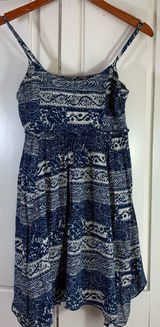 American Eagle Blue White Floral Handkerchief Hem‎ Sun Dress Small Fairycore Photo 0