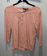 Lauren Ralph Lauren Henley Shirt Pink Small Slub Cotton Casual Work Office Photo 0