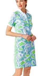 Gretchen Scott Serve It Up Dress XL Blue Green Flora Periwinkle Preppy Coastal Photo 0