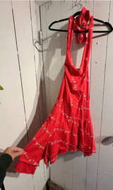 FREE PEOPLE NWT Halter Red Coral Floral Halter Sundress Photo 0