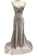 Tara Subkoff for Bebe Platinum‎ Satin Rhinestone Bow Maxi Gown Dress 0 Prom Hoco Photo 0