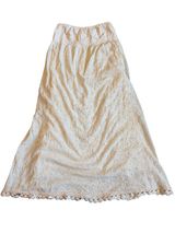 Free People Cream Eyelet Midi Skirt Strapless Dress Crocheted Trim Size Small Photo 0