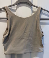 Aerie Classic Scoop-Back Cropped Tank Top - Beige Photo 0