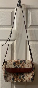 Etienne Aigner Floral Tapestry rare Crossbody with Brown Trim Photo 0
