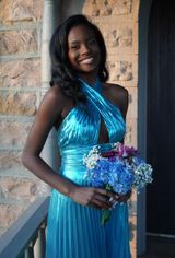Metallic Prom Dress Blue Size 0 Photo 0