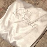 BRIDE Satin Kimono Robe With Rhinestone Lettering S/M Girl Extraordinaire White Photo 0
