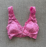 Aerie Real‎ Good Pink Floral Lace Bralette V-Neck Adjustable Straps Size S Photo 0