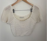 Abercrombie & Fitch Cream Crochet Knit Crop Top Scoop Neck Short Sleeve Small Photo 0