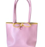 Furla Vintage Y2K Pink & Yellow Bow Tote/Shoulder Bag Elegant Structured Design Photo 0