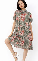 Kate & Lily Coquette‎ Floral Midi Dress Ruffled High Neck Women 6 Fairy Romantic Photo 0