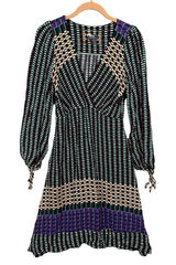 Maeve Size 4 Dress Long‎ Sleeve Geometric Faux Wrap Colorful Womens A-Line Photo 0
