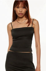Sunday Best Aritzia Black Bisou Satin Tank Top Size M Photo 0