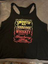 Black Tank Top with Yellow-to-Red Gradient Whiskey Graphic Photo 0
