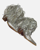 Quepiano Rhinestone Fringe Ankle Boots‎ Womens 8 Silver Western Cowgirl Sparkle Photo 0
