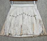 Western Boho Fringed Studded Mini Skirt Women S Beige Festival Costume SHEIN Photo 0