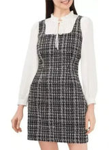 CeCe Mixed Media Blouson Sleeve Academia Style Mini Knit Dress Size Medium Photo 0