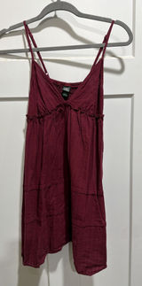 A new day burgundy linen mini summer dress Photo 0