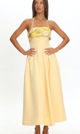 Sunbeam Kiss Foldover Floral Bust Maxi Dress Butter Photo 0