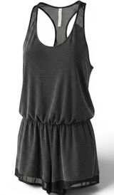 Alo Yoga Romper Womens Small Charcoal Gray Mesh Trim Racerback EUC Photo 0