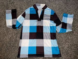 Women's casual cotton long sleeve plaid top‎ size large Photo 0