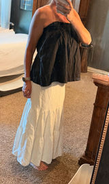 Petal & Pup White Linen Blend Tiered Maxi Skirt Small Elastic Waist Coastal Photo 0