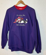 Vintage Cat decal "It's All In The Attitude" 80's 90's Morning-sun Women's Purpl Photo 0