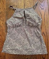 Ellen Tracy Cheetah Animal Print Tankini Swim Top Only Women's Size 12 Photo 0