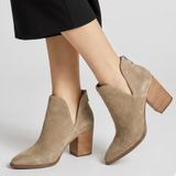 Marc Fisher Cedar Tan Suede V-Cut Ankle Boots Pointed Toe Block Heel 9.5M Photo 0