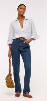 Abercrombie & Fitch 90s Slim Straight Ultra High Rise Curve Love Jeans 26/2L NWT Photo 0