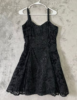 Vintage Y2K Black Glitter Floral Dress Fairy‎ Grunge Party Prom Whimsigoth Small Photo 0