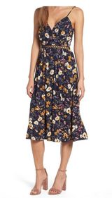 Floral Blue Midi Dress Photo 0