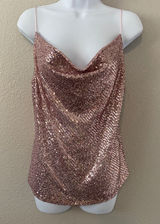 Pink Sequin Top Medium Y2K McBling 2000s Fairy Festival Club‎ Rave Draped Girly Photo 0