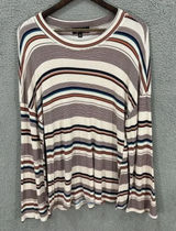 Lulus Striped Top‎ Womens M Multi Color Ribbed Knit Long Sleeve Crew Neck Boho Photo 0