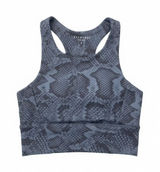 Allfenix Longline Snake Print Sports‎ Bra Grey Black Small EUC Removable Pads Photo 0