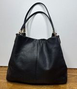 Madison Phoebe Shoulder Bag Black Grained Leather 3 Compartments 26224 Photo 0