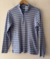 L.L. Bean Blue and Orange French‎ Sailor Stripe Quarter Zip Pullover Sweater Photo 0