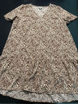 A New Day Leopard Print V-Neck‎ Tiered Babydoll Mini Dress Brown XL Photo 0