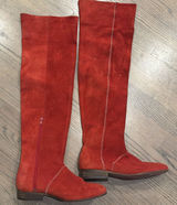 Free People Banks Over the Knee Slouch Red Suede Boots - EUC 5.5/36 Photo 0