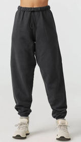 Joah Brown Oversized Jogger‎ Pant Washed Black French Terry S/M 4-6 Relaxed Fit Photo 0