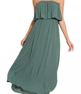 Zenana Woven Crinkle Strapless Maxi Dress‎ Photo 0
