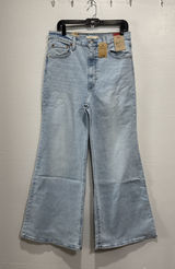 Levis Ribcage Bell Jeans Super High Rise Blue Denim Womens 32 x 32 Flare Retro Photo 0