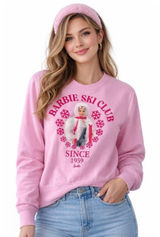 Barbie Sweatshirt Ski Club 1959 Size Large Pink Crewneck‎ Graphic Cropped NEW Photo 0