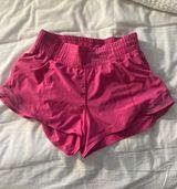 Size 4 Lululemon hotty hot shorts 2.5” pink Photo 0
