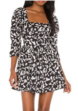 For Love And‎ Lemons Black and White bow Print Mini Dress small Photo 0