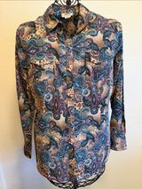 🐂🐂🐂BOGOHO🐂🐂🐂Ariat Tan Paisley Print Pearl Snap LS Shirt-Large Photo 0