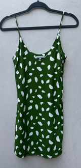 Reformation Ventura Mini Slip Dress Green White Abstract Spot Print Small Photo 0